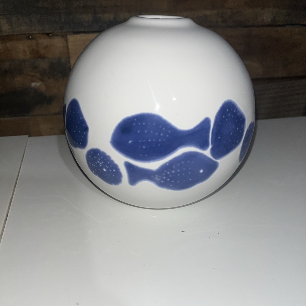 Viva By Vietri Santorini Fish Vase Decorative Accents Playful Modern Round Ball - Picture 4 of 9